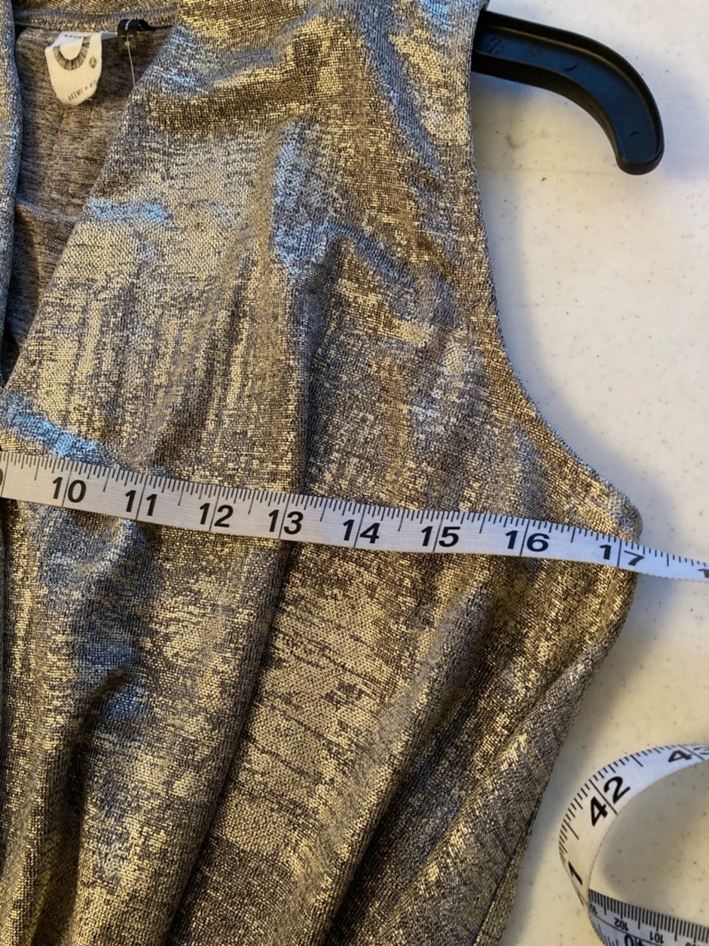 Anthropologie Metallic Taupe-Silver Draped Sleeveless Tank - Picture 6 of 7